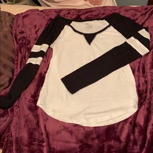 Pacsun white&black skater long striped sleeve tee